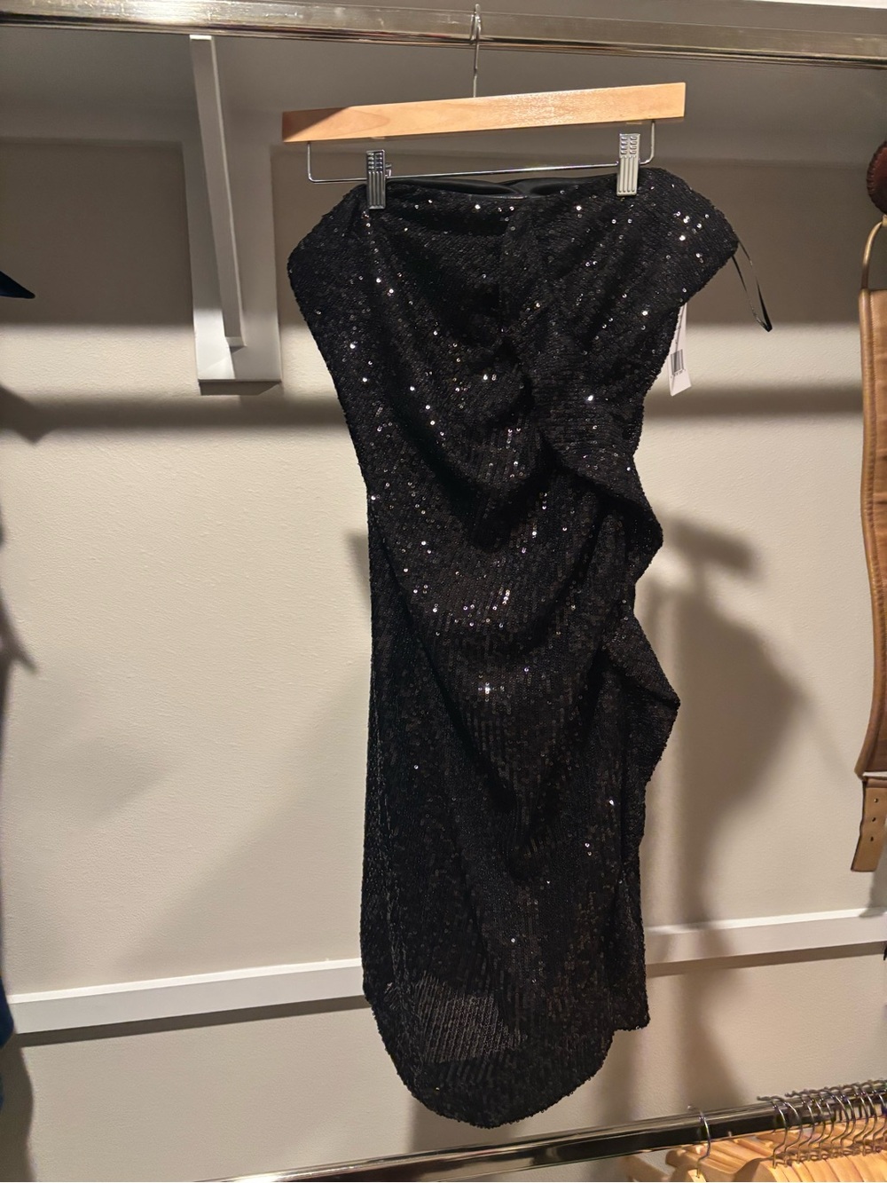 Alexia Admor Black Sequin Strapless Cocktail Dress